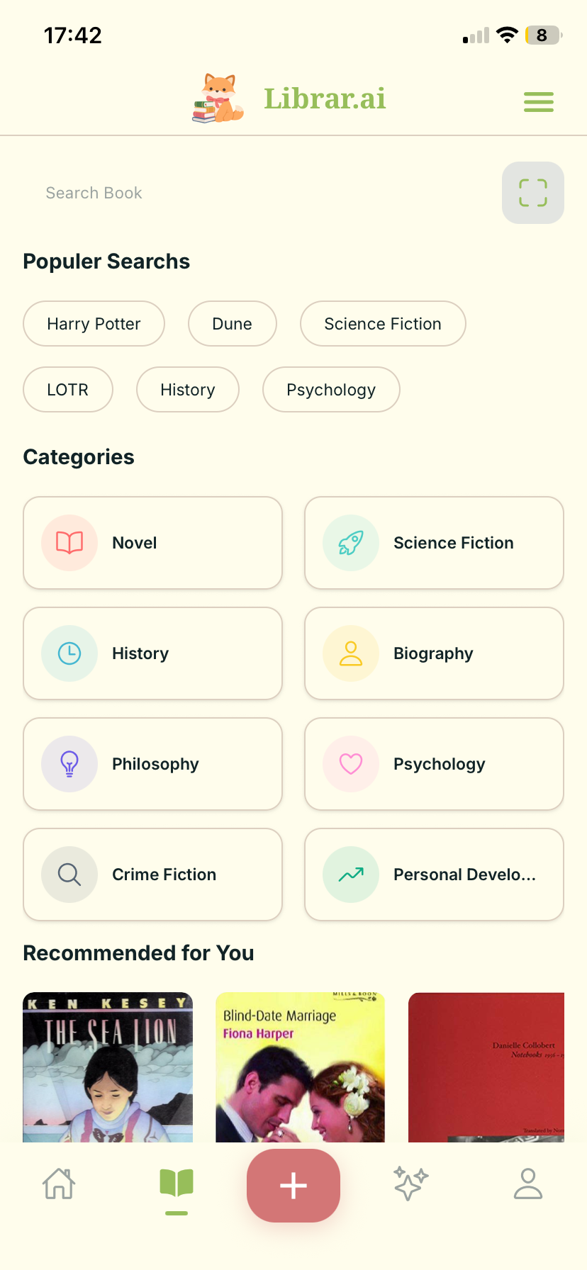 Book search and discovery interface